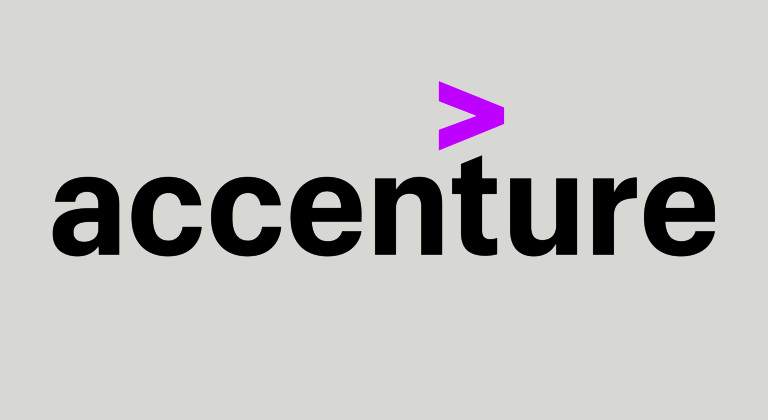 A logo for accenture with a purple arrow pointing to the right.