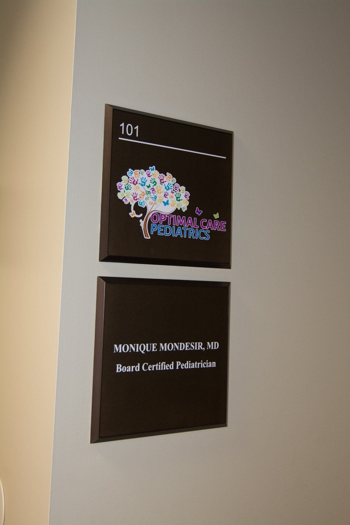 sign outside of Dr Monique Mondesir's office that says 