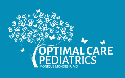 Optimal Care Pediatrics Logo on blue background
