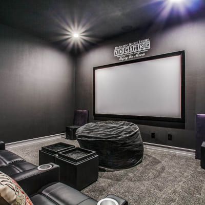 There is a large screen in the middle of the room.