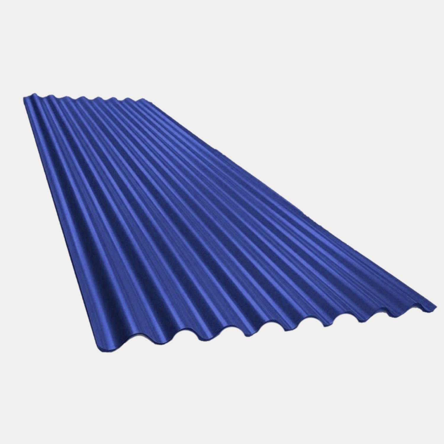 Lámina de techado de metal corrugado de color azul.