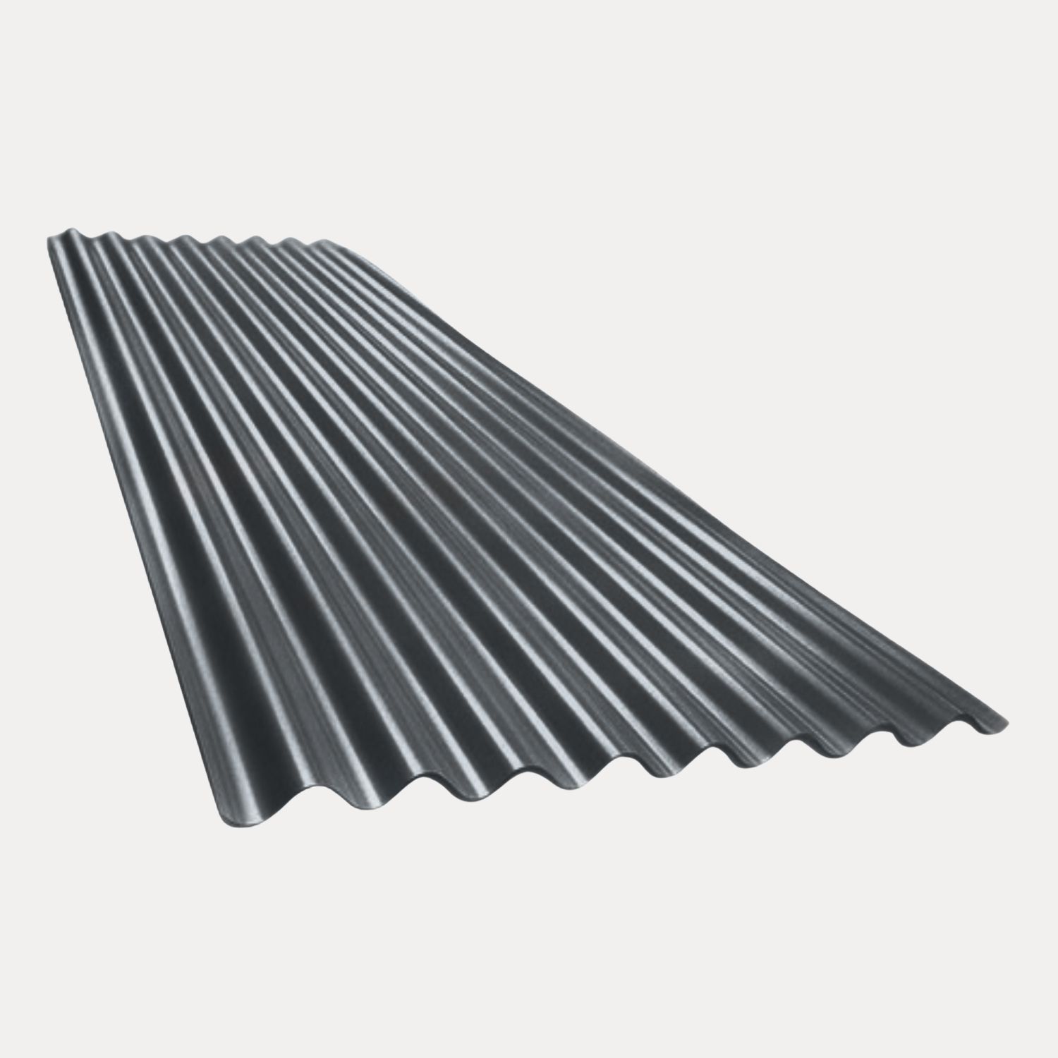 Chapa ondulada color gris, en ángulo, para construcción.