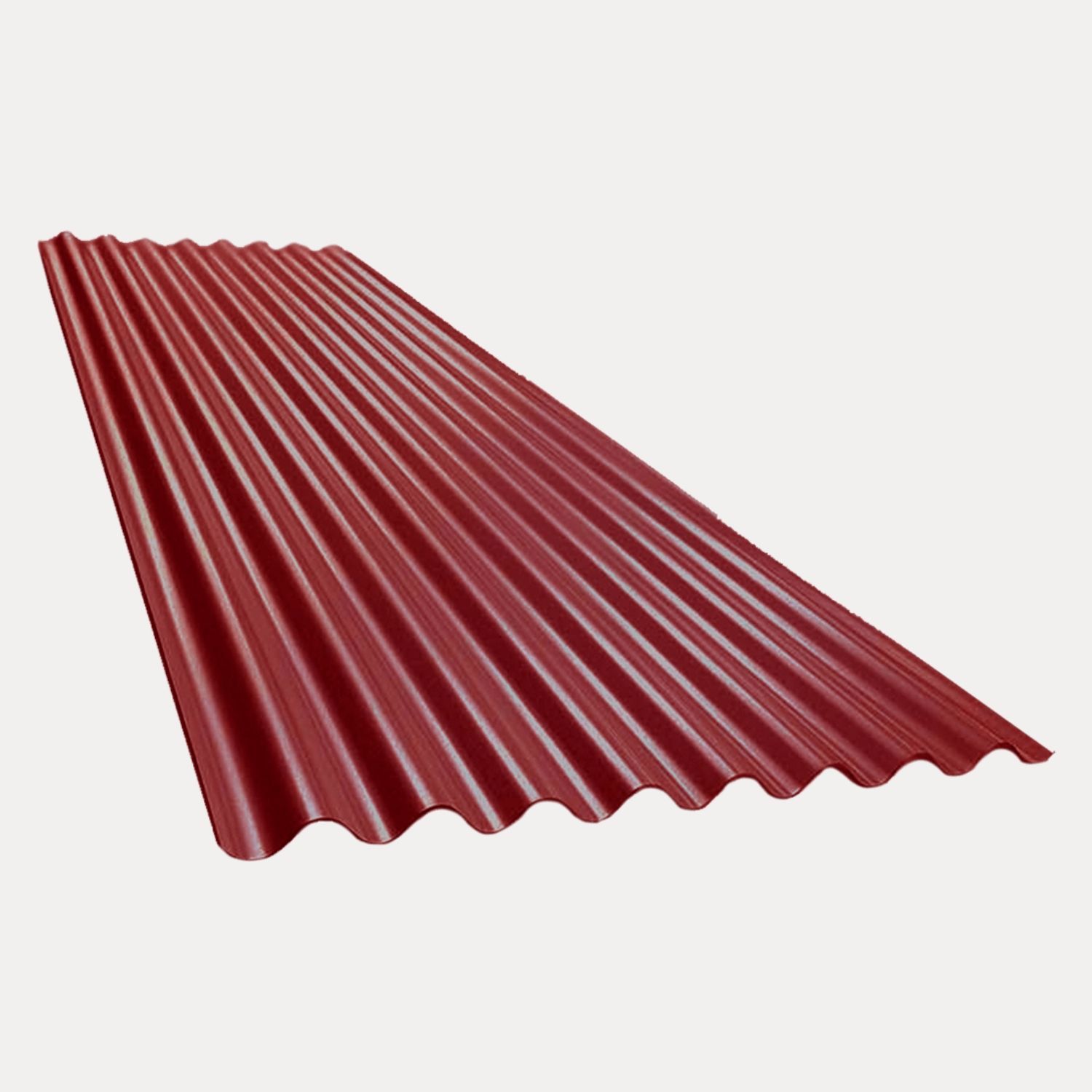 Chapa para techo de metal corrugado de color rojo.