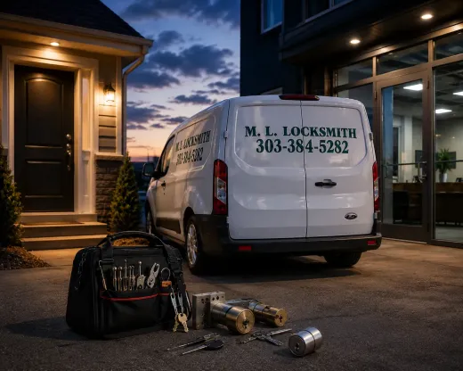 ML Locksmith service van for emergency home and business locksmith service in Denver