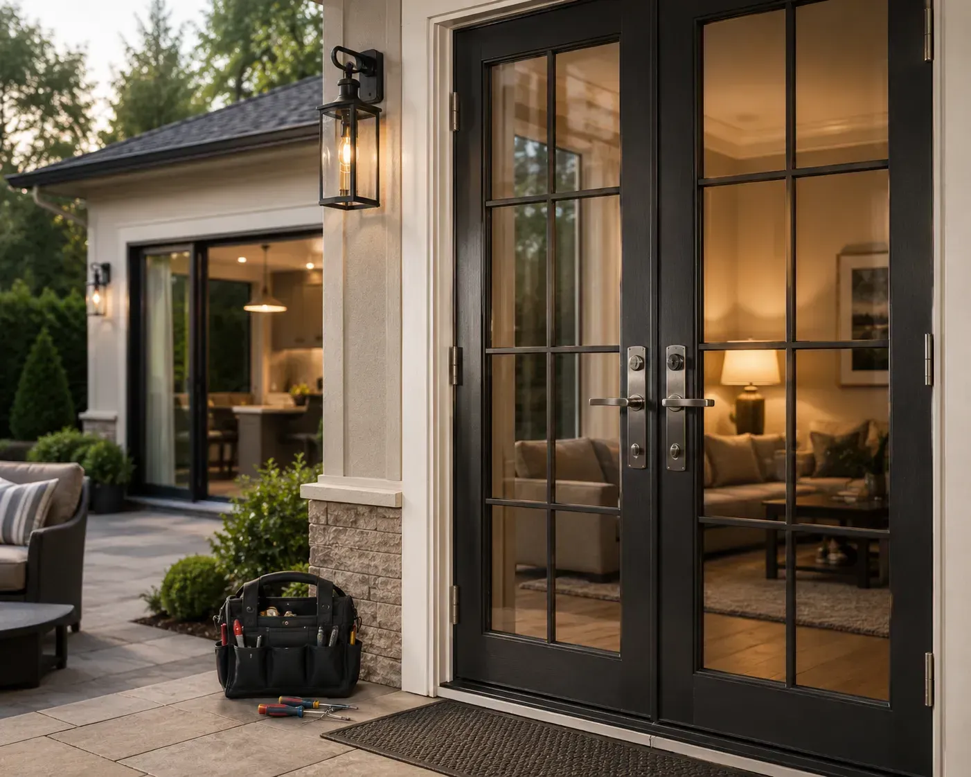 ML Locksmith multipoint lock repair for French doors and specialty residential door hardware in Denver