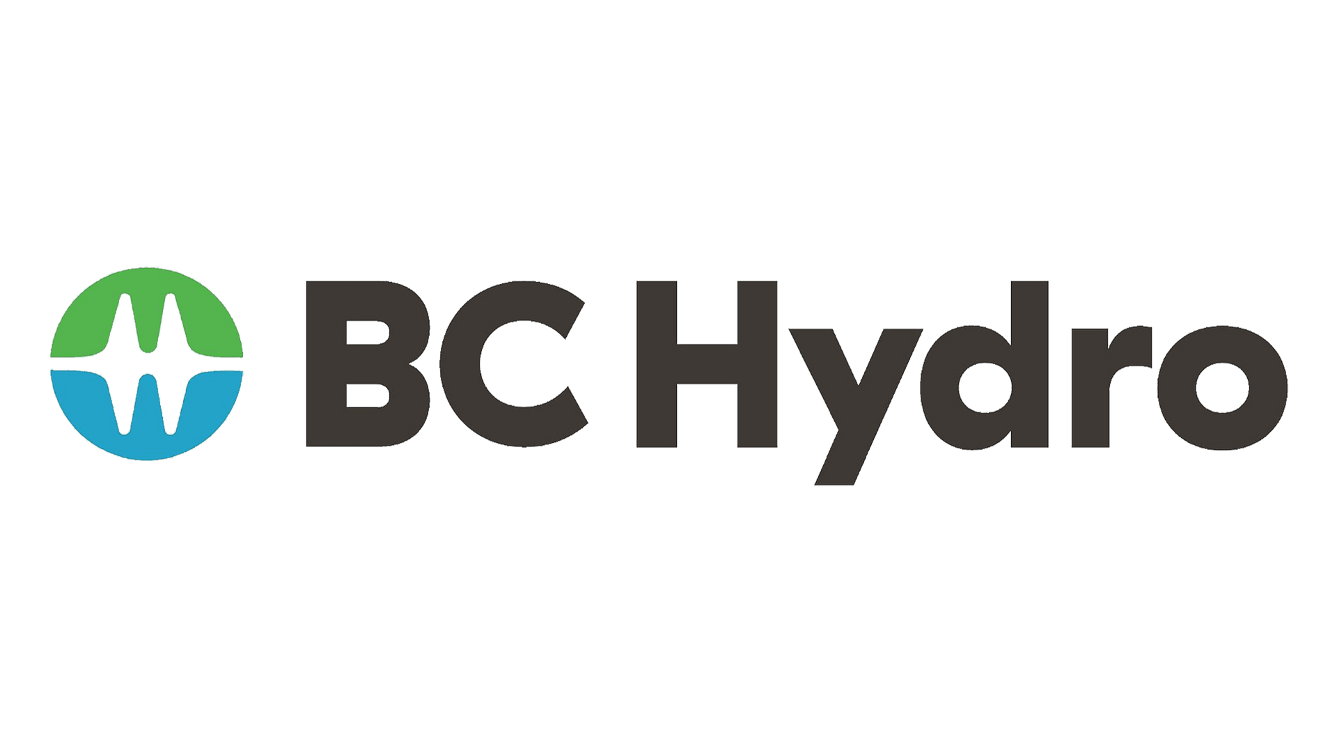 A logo for bc hydro with a green and blue star on a white background.
