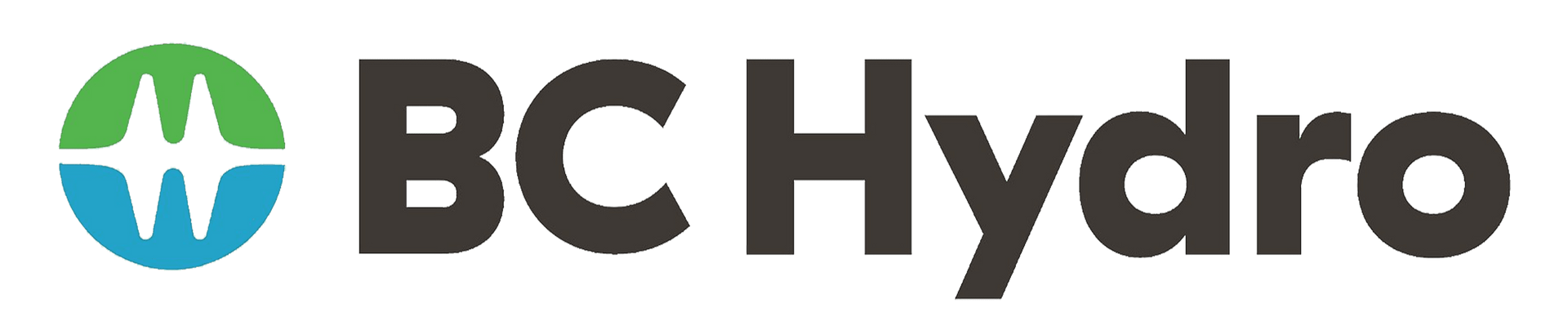 A logo for bc hydro with a green and blue star on a white background.