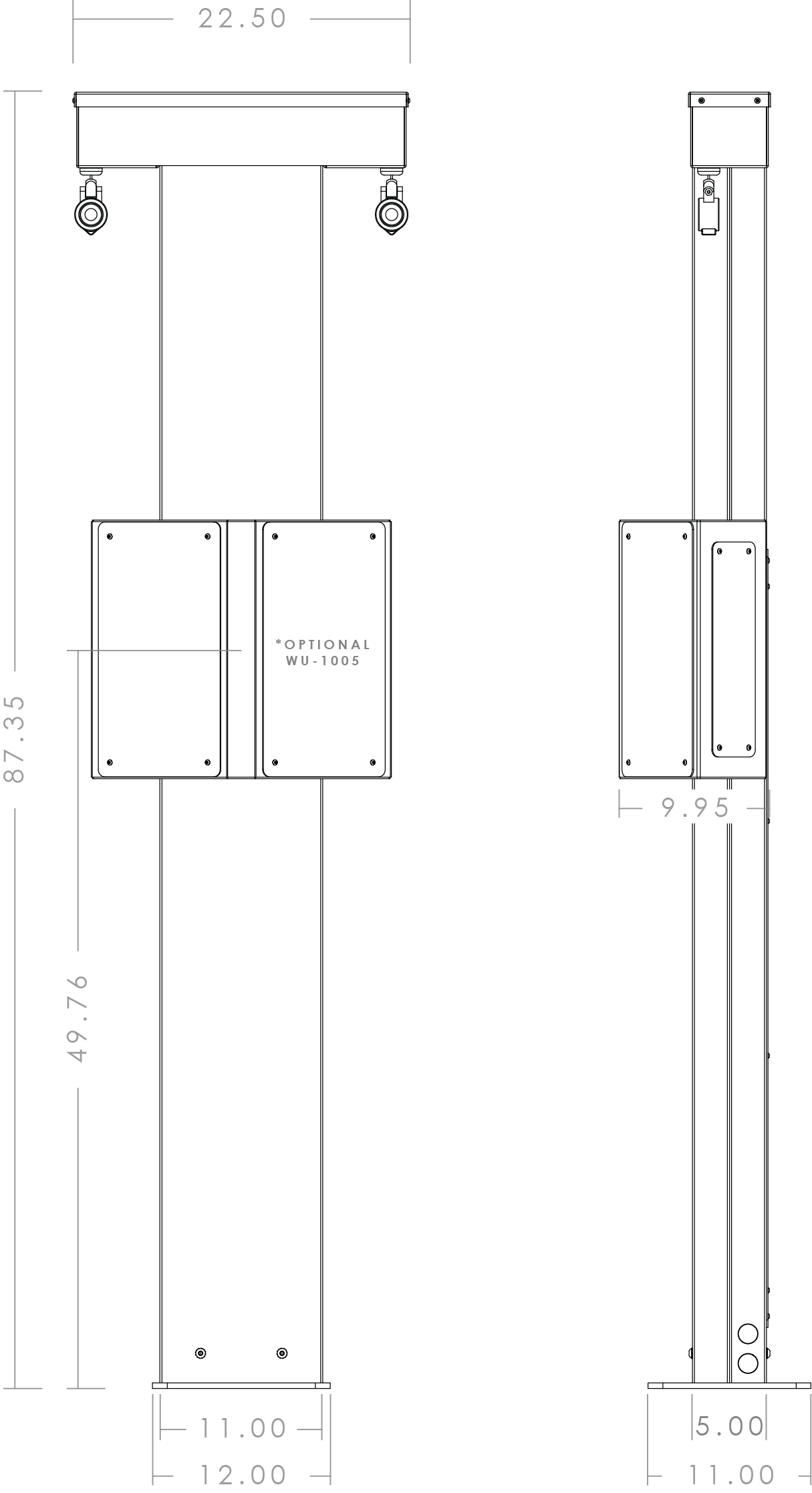 Wattz Up Dual Retraction Pedestal for EV Charger with Optional Dual Forward-Facing Housing