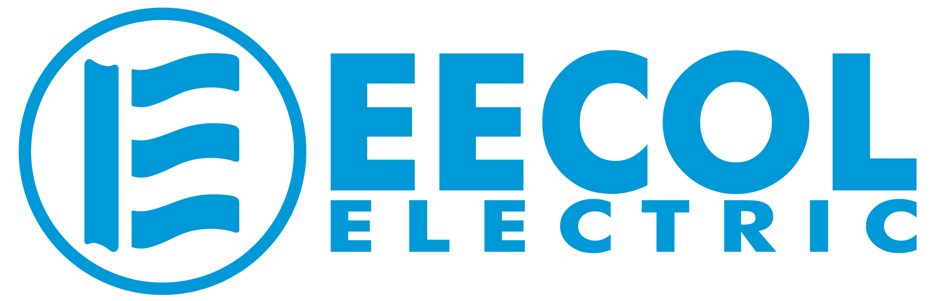 A logo for EECOL Electric with a stylized E in a blue circle.
