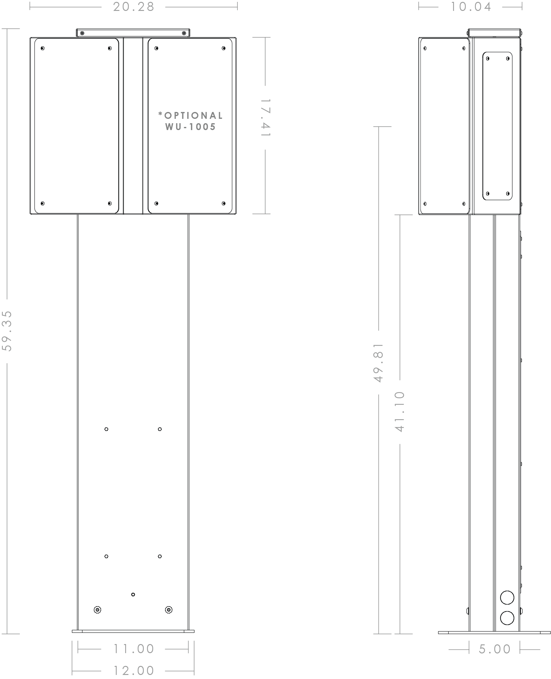 Wattz Up Standard Pedestal for EV Chargers with Optional Dual Forward-Facing Housing