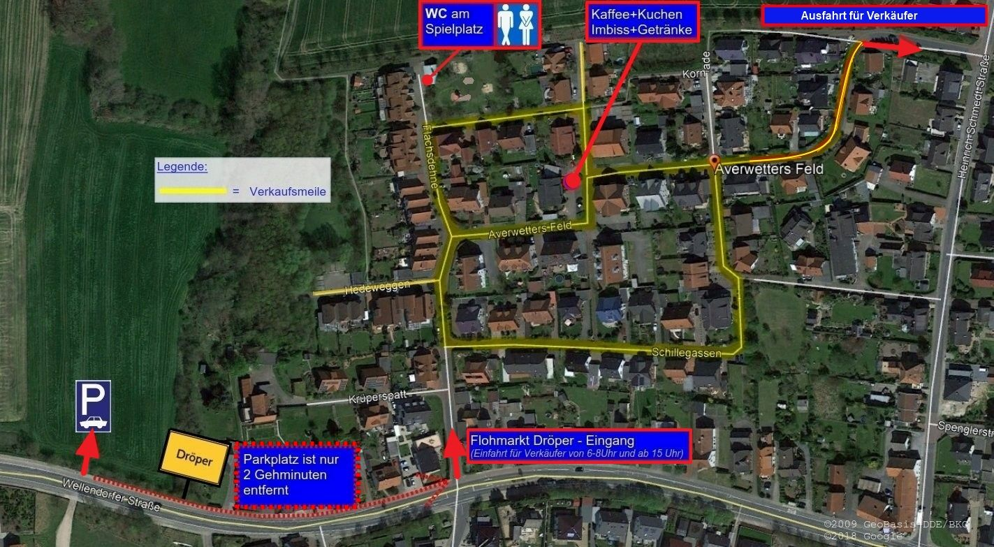 Flohmarkt Dröper Parken und Lageplan