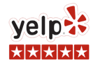 A yelp logo with five stars on it