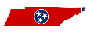 a map of tennessee with the flag of tennessee on it