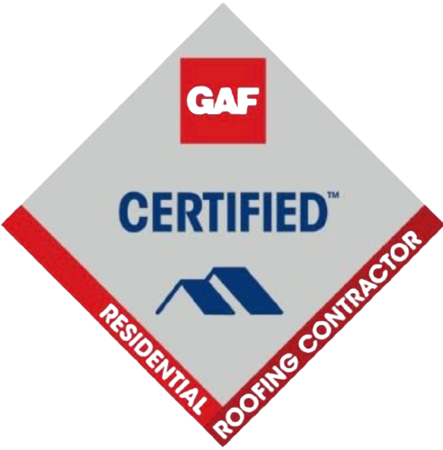 A logo for a certified residential roofing contractor