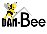 A dan bee logo with a Dan-Bee Roofing LLC top of a house