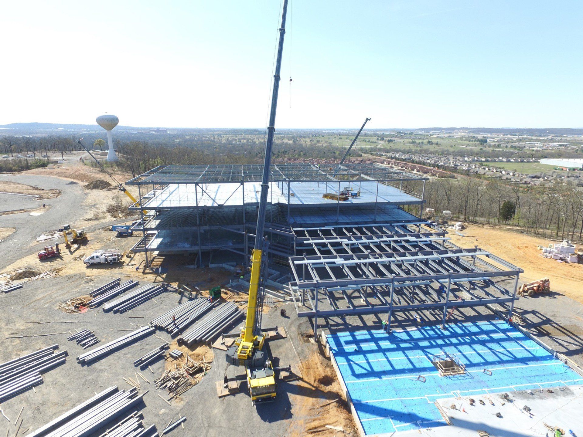 Construction Site View With Tower Crane | Fort Smith, AR | Holmes Erection Inc.