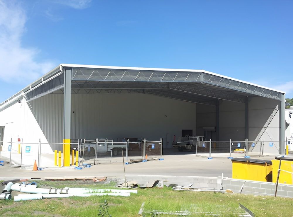 White Industrial Building With an Open Front — Northern Rivers Sheds in South Lismore, NSW