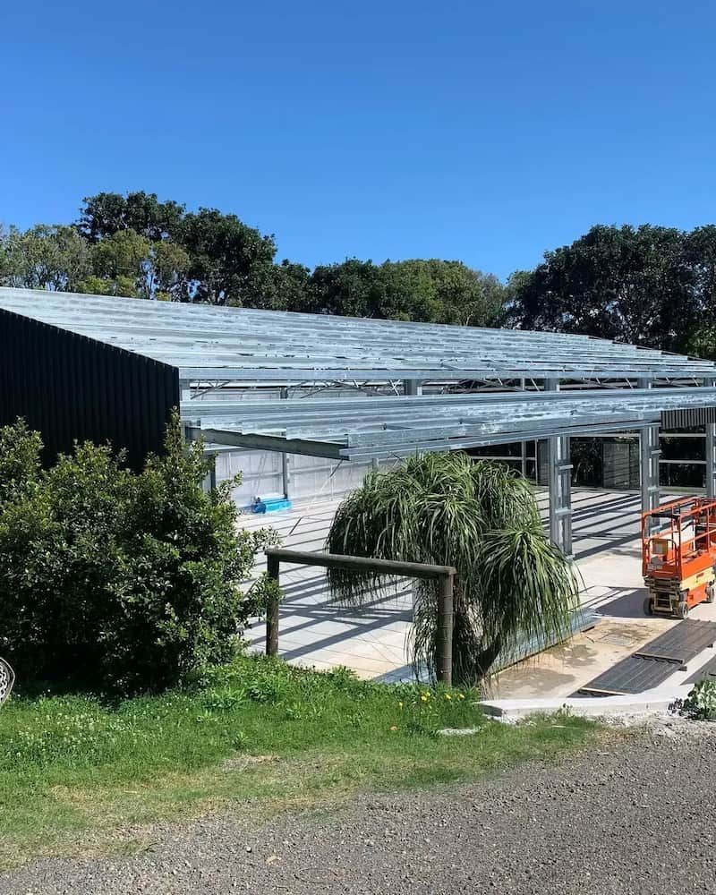Building Under Construction: Metal Frame and Corrugated Metal Roof — Northern Rivers Sheds in South Lismore, NSW