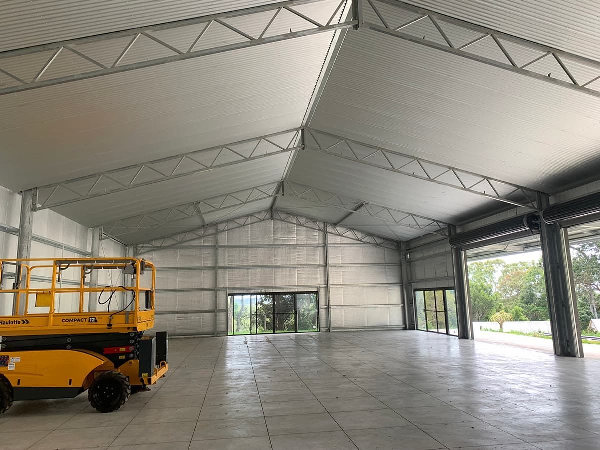 Interior View of a Large, Empty Warehouse-like Building — Northern Rivers Sheds in South Lismore, NSW