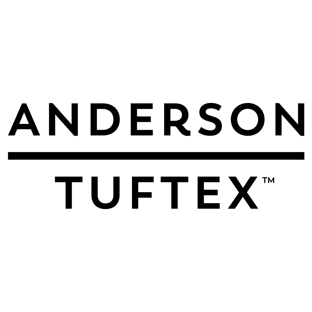 The logo for anderson tuftex is black and white.