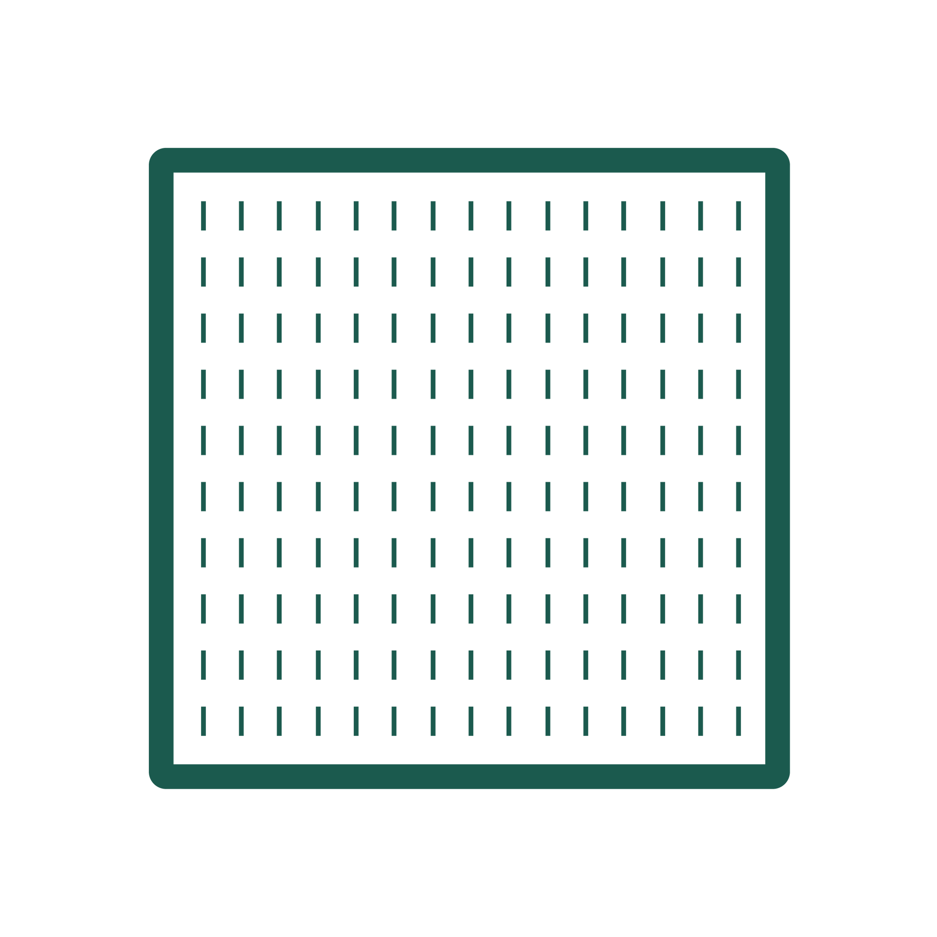 A green square with holes in it on a white background.