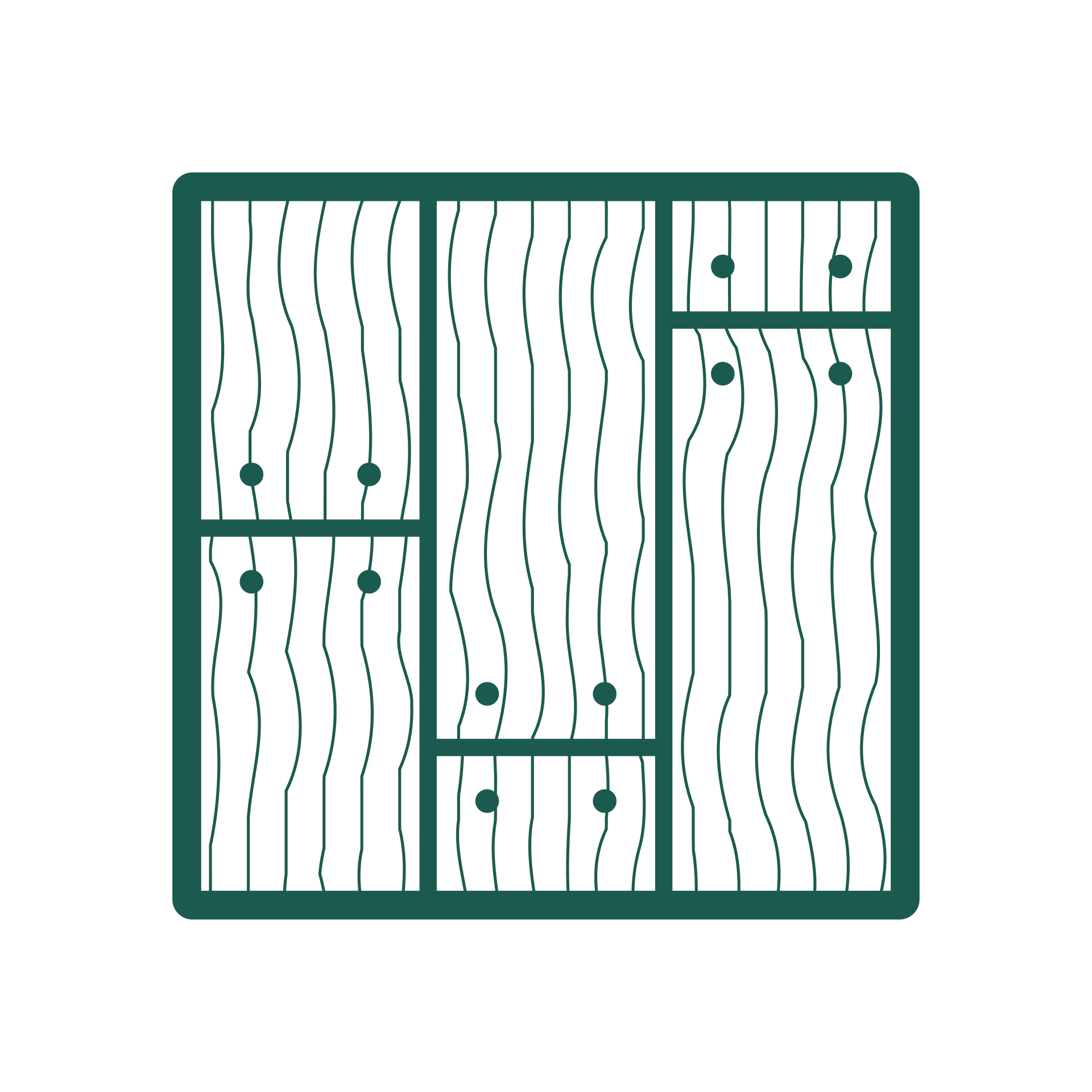 A green icon of a wooden floor on a white background.