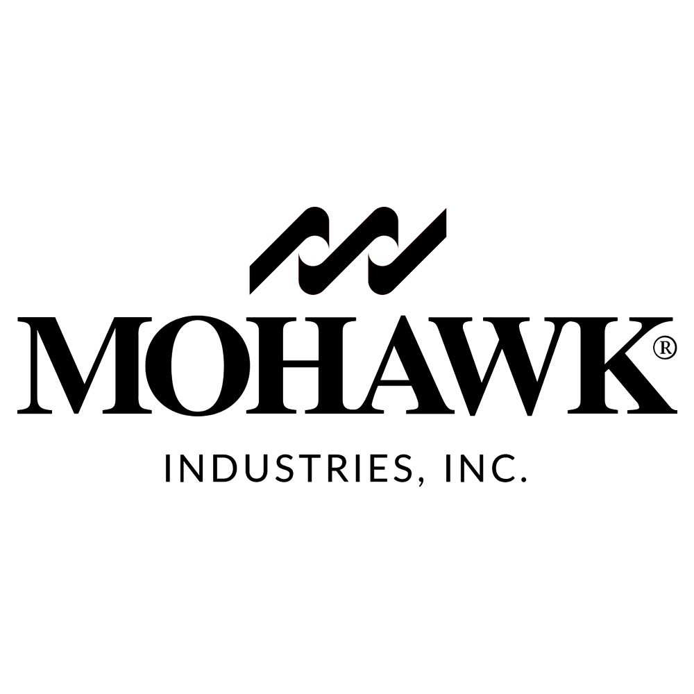 A black and white logo for mohawk industries inc.