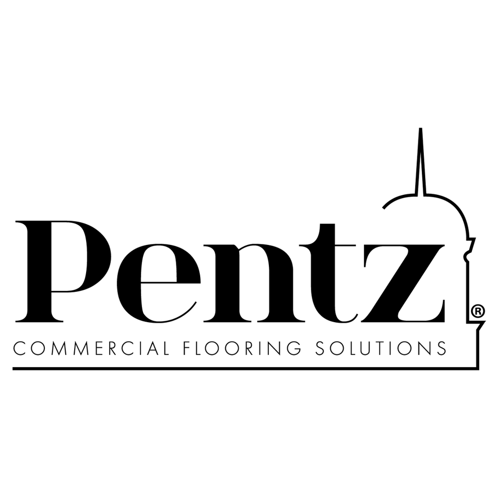 A black and white logo for pentz commercial flooring solutions.