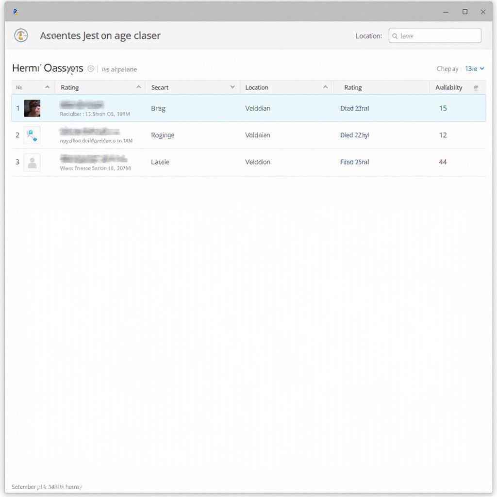 List of items in a user interface, featuring entries with user details, status, and activity metrics.