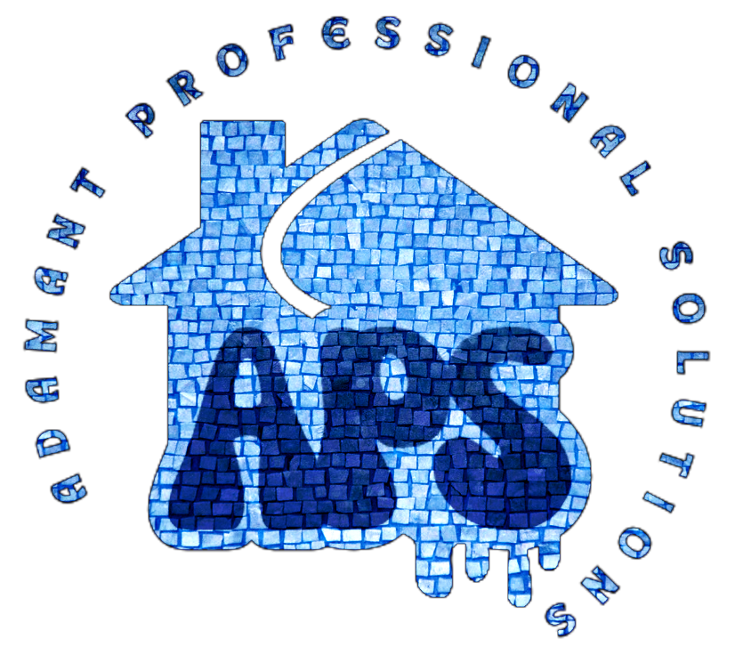 A logo for aps professional solutions with a house in the center