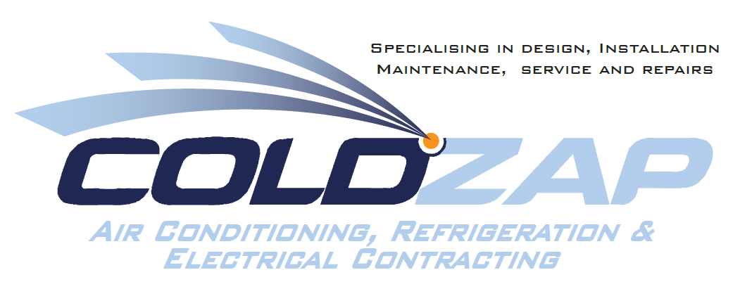 A logo for coldzap air conditioning refrigeration and electrical contracting