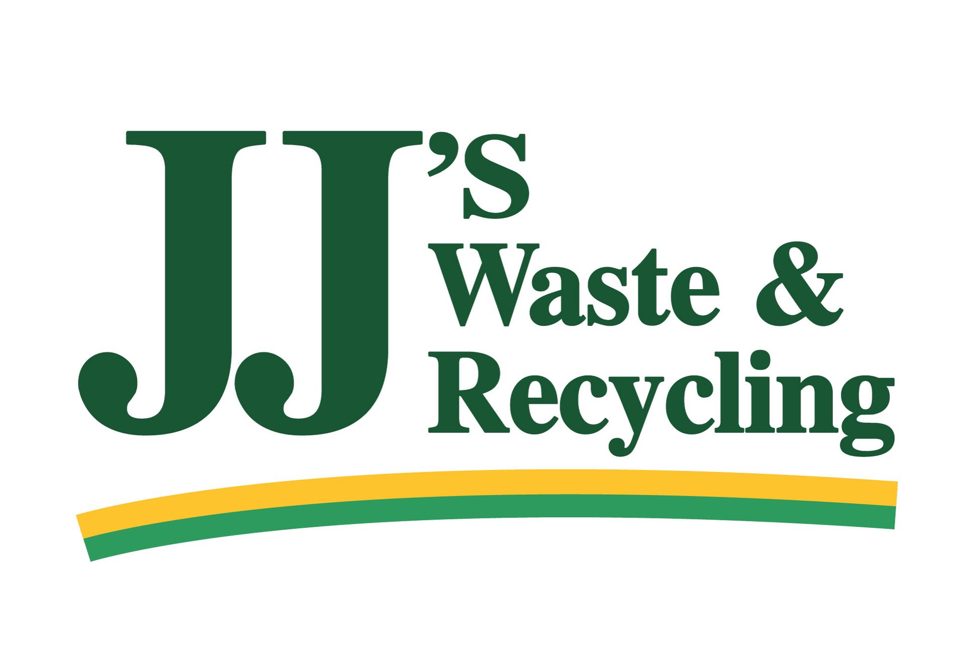 The logo for jj 's waste and recycling is green and yellow.