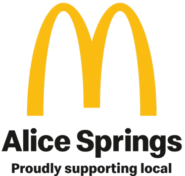 A mcdonald 's logo that says alice springs proudly supporting local