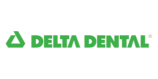 The delta dental logo is green and white on a white background.