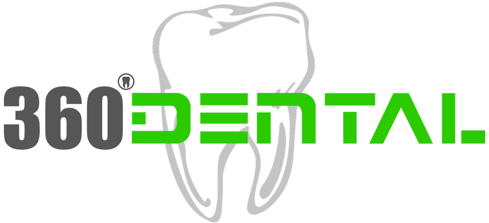 A logo for a dental office with a tooth and the words `` 360 dental ''.