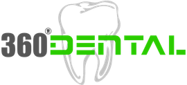 A logo for a dental office with a tooth and the words `` 360 dental ''.