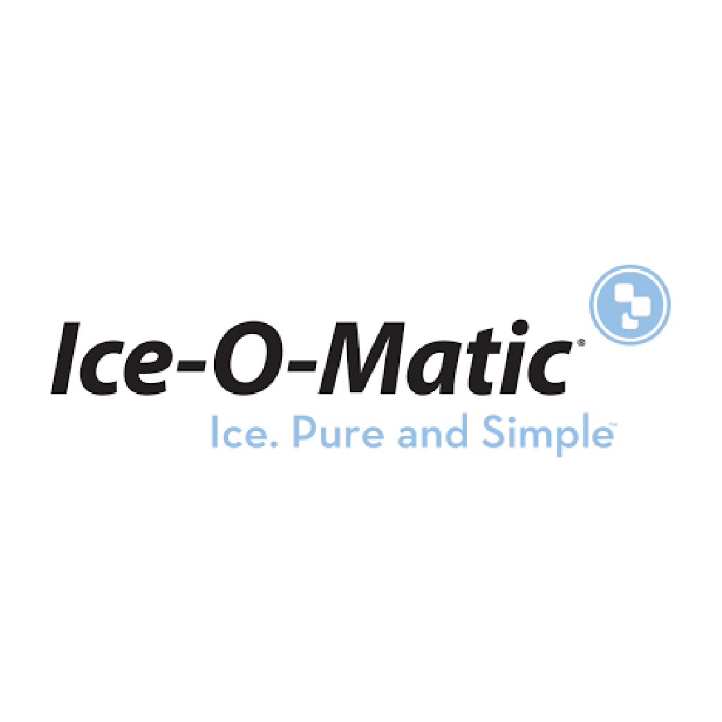 Ice-O-Matic logo: Black text with blue tagline