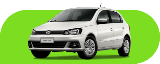 Um volkswagen golf branco está sobre um fundo verde.