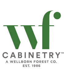 A green and white logo for cabinetry a wellborn forest co.