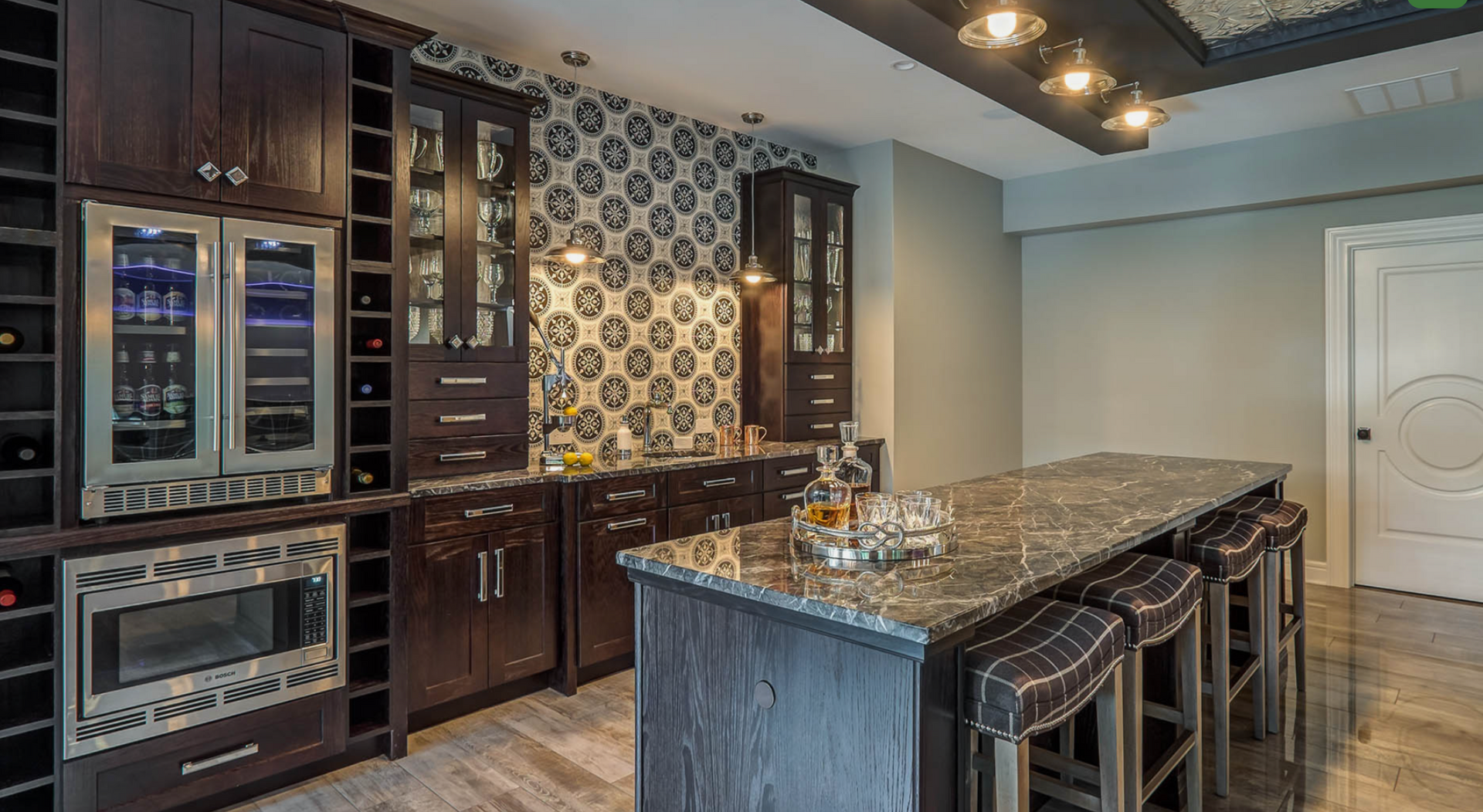 There is a large island in the middle of the room.