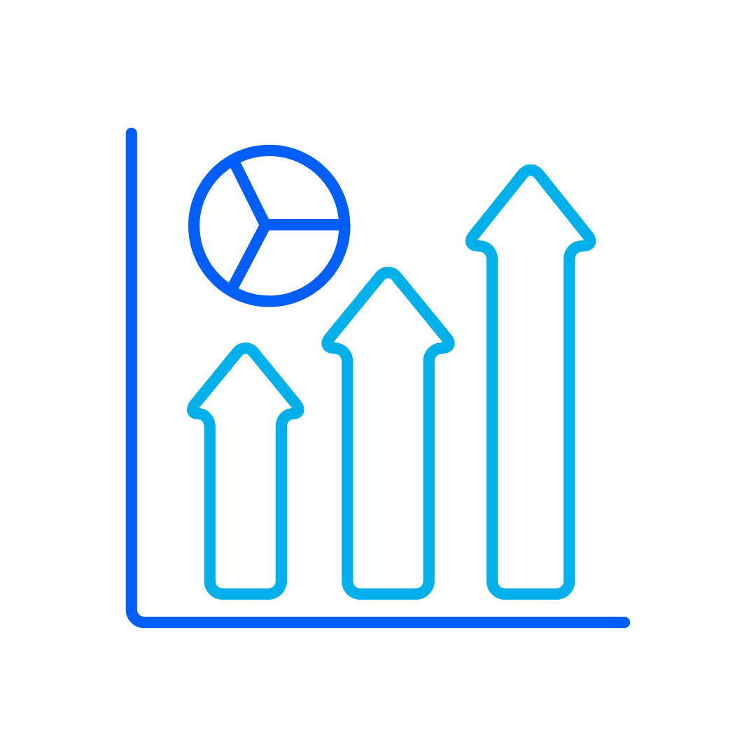 A line drawing of a graph with arrows pointing up and down.