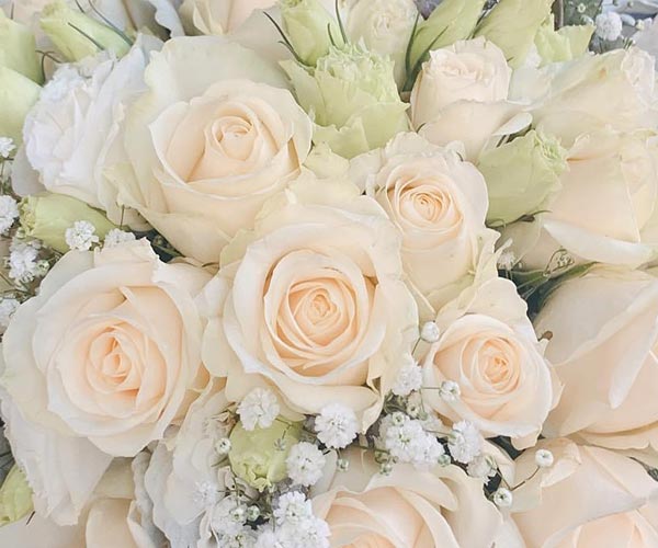 White Rose and Baby's Breath Wedding Bouquet