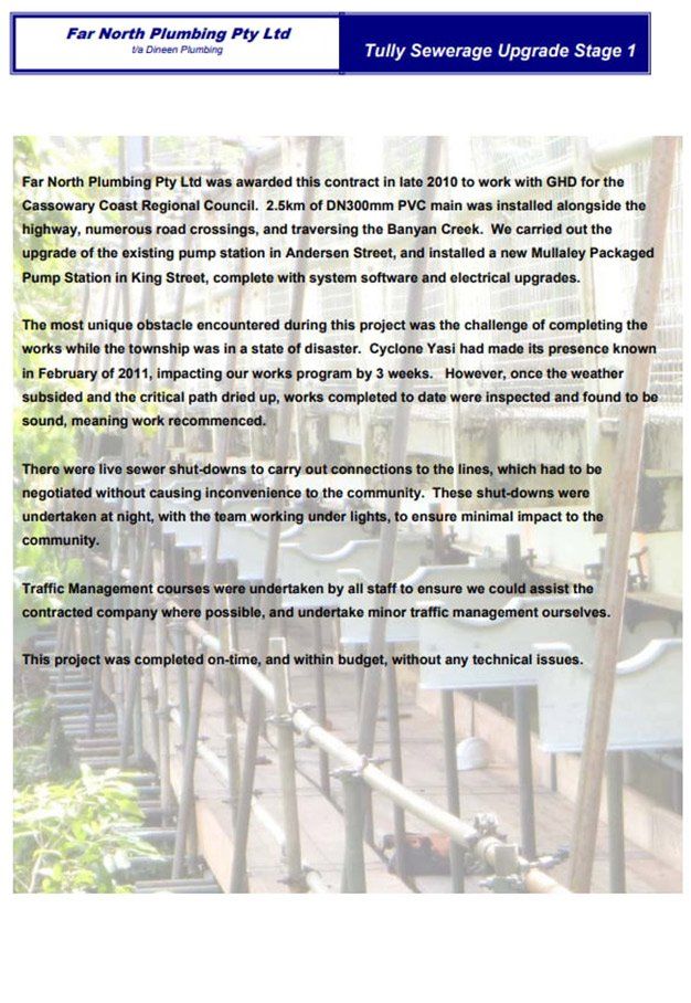 Tully Sewerage Upgrade Stage 1 Page 1