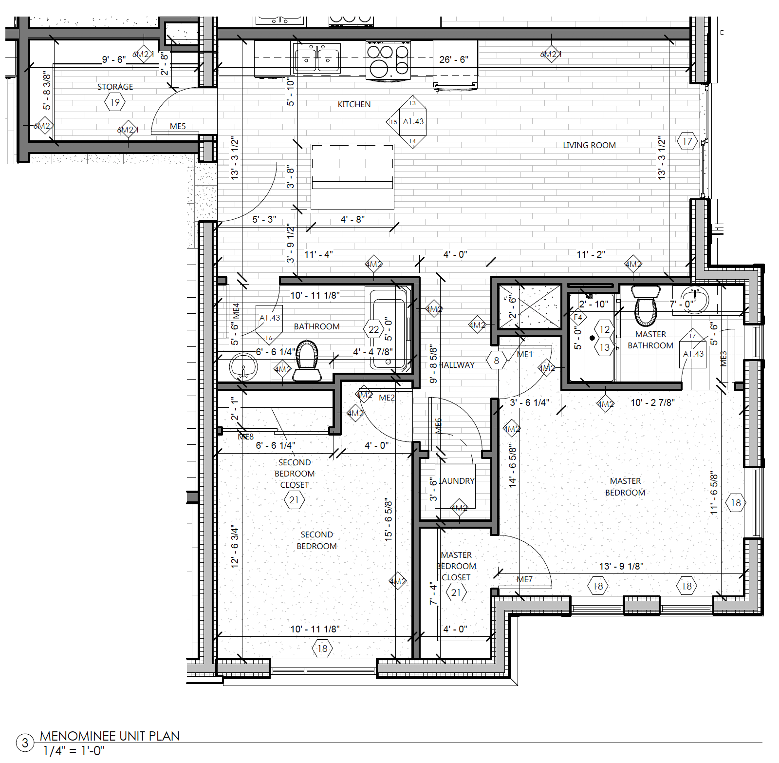 The Menominee Two Bedroom Two Bathroom Floor Plan