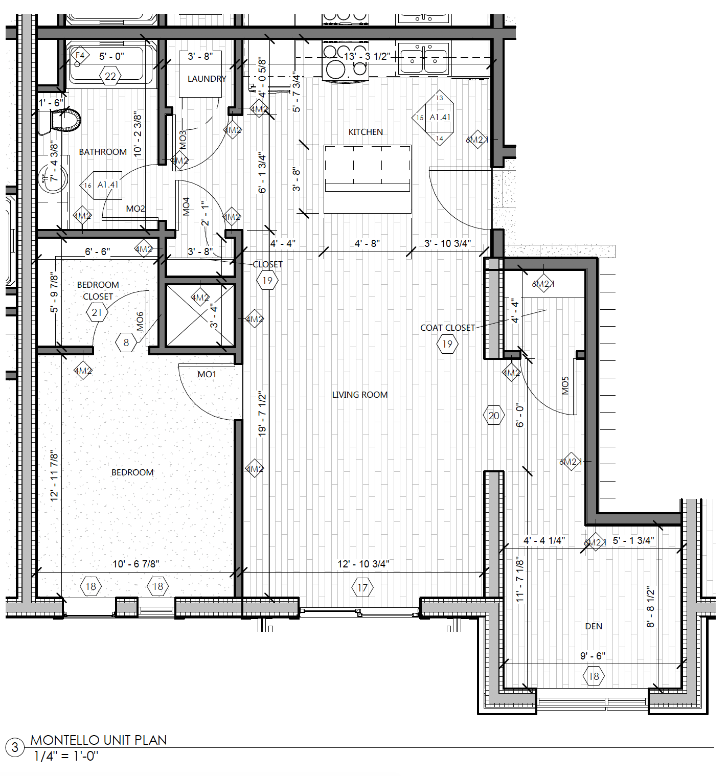 The Montello One Bedroom One Bathroom plus den Floor Plan