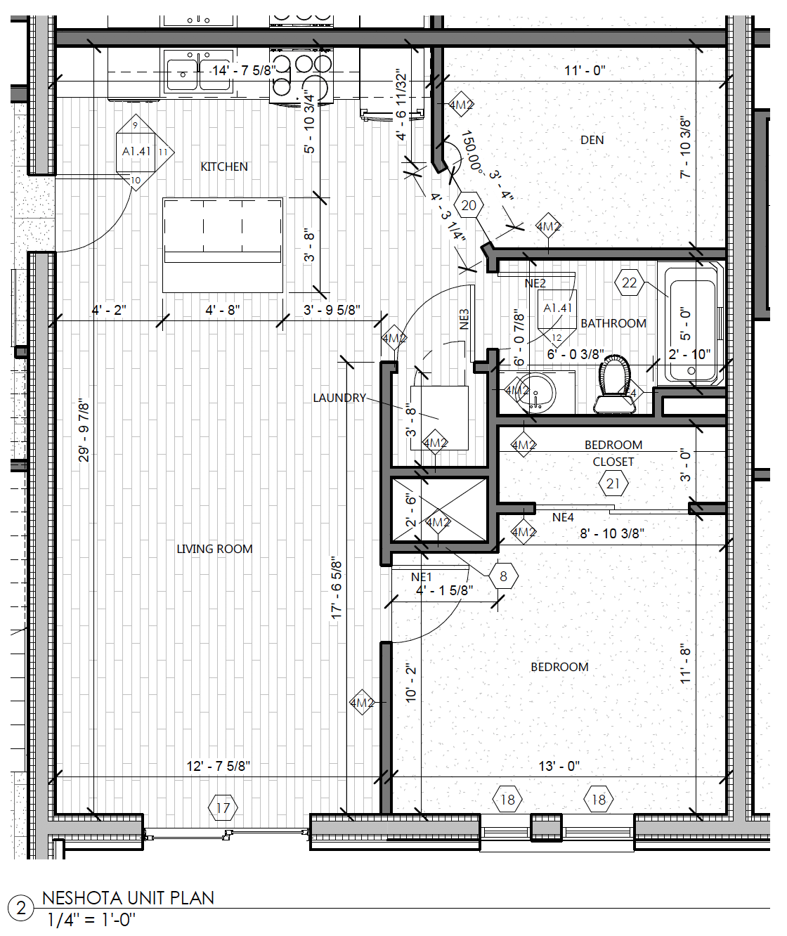 The Neshota One Bedroom One Bathroom plus den Floor Plan
