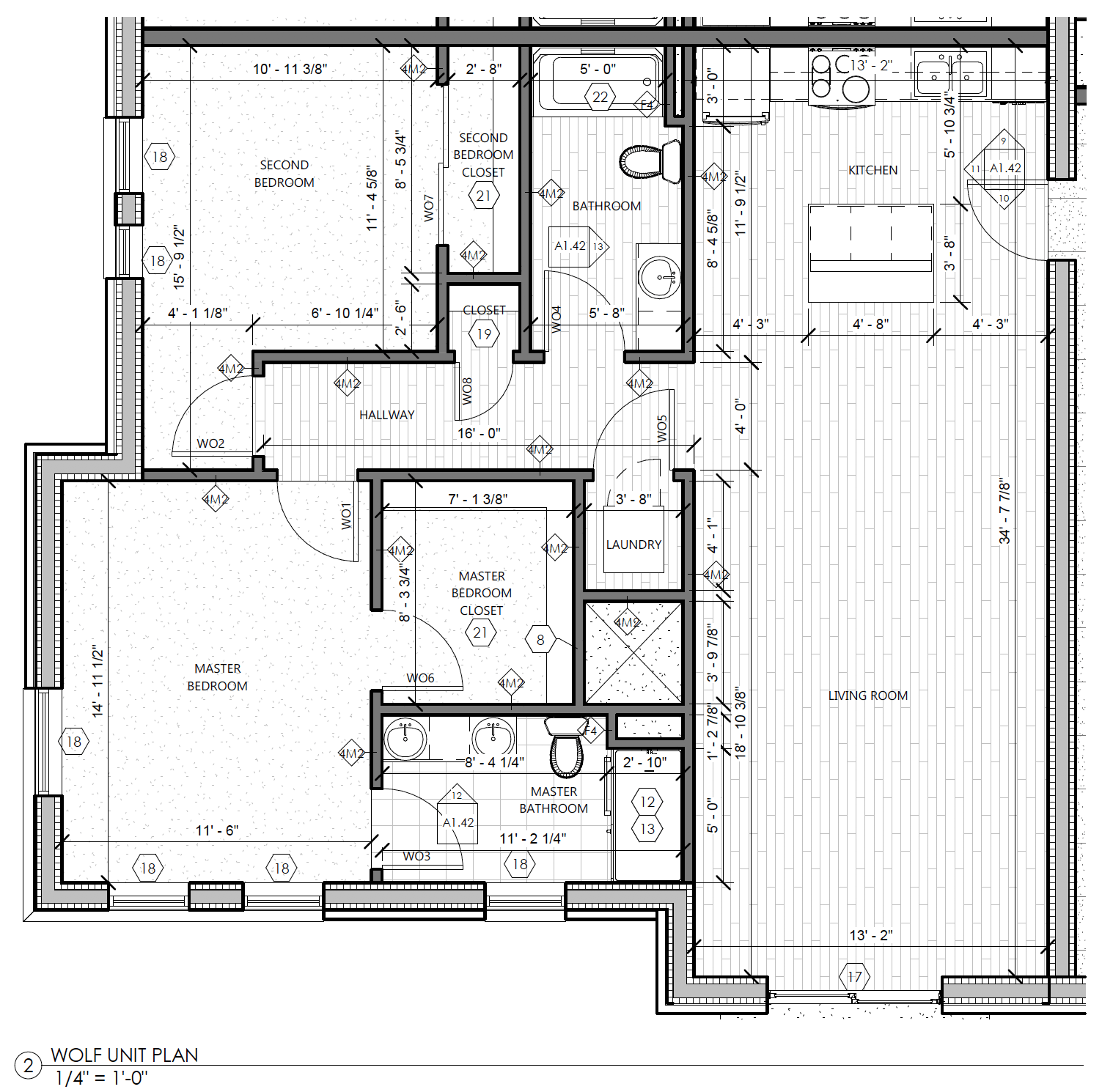 The Wolf Two Bedroom Two Bathroom Floor Plan