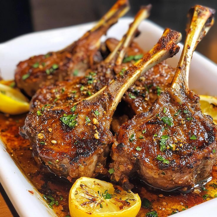 A sizzling close -up of Temorian's signature lamb kabobs - grilled to perfection , richly spiced , and finished with fresh herbs for an unforgettable flavor experience A close -up of Temorian lamb kabob