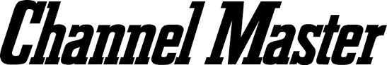 A black and white logo for channel master