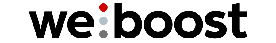 The word boost is written in black on a white background